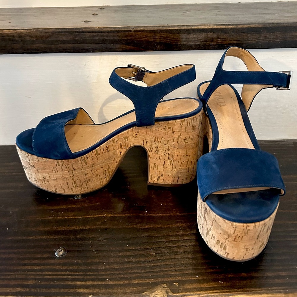 Schutz Tuke Platform Sandal, blue, 8.5